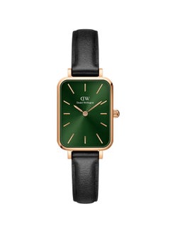 Buy Quadro Pressed Sheffield Green Watches for Women with Italian Black Leather Strap 20*26mm in Saudi Arabia