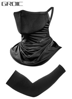 Buy 3-Pieces Neck Gaiter Mask with Ear Loops for Men Women Bandana Face Cover Scarf Cycling Outdoors Sports Soft Elasticity Quick-dry with Cooling Ice Silk Arm Sleeves Summer UV Sun Protection  " in UAE