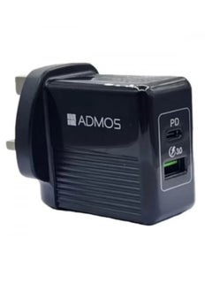 اشتري شاحن Admos مزدوج الجدار مزود بمنفذي USB/PD ويدعم تقنية الشحن السريع في السعودية