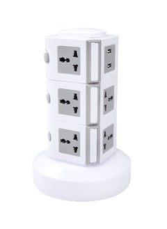 اشتري Universal Vertical Tower Power Strip, Multi Socket 110V-250V with 2 USB Ports, Electric Charging Station Surge Protector, Suitable For Any Country في الامارات