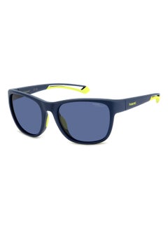 Buy Unisex Polarized Rectangular Shape  Sunglasses PLD 7051/S BLUE 47 - Lens Size: 46.8 Mm - Mtt Blue M in Saudi Arabia