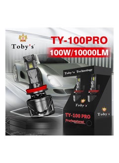 اشتري Toby's 2 Pieces TY-100PRO H7 200W/Pair LED Headlight Bulb Assembly 20000/Pair Lumens Xtreme Bright With Color Temperature 6500K في الامارات