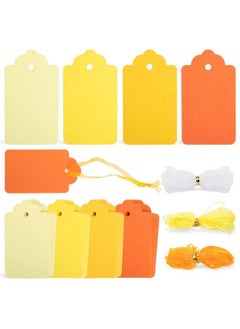 Buy 100Pcs Gift Tags Yellow Paper Tags Hanging Label With Organza Ribbons For Gift Wrapping Fall Thanksgiving Diy Crafts Decoration in Saudi Arabia