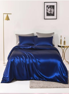 اشتري 4pcs Single Size Luxury Solid Color Satin Duvet Cover Set Skin-friendly And Comfortable, Soft And Smooth For Bedroom And Living Room 160x210 cm في السعودية