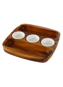 Buy Two Side Chip And Three Bowls Serving Tray in UAE