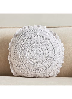 Buy White Haven Velin Croatia Stripe Round Filled Cushion 40 x 40 cm in UAE