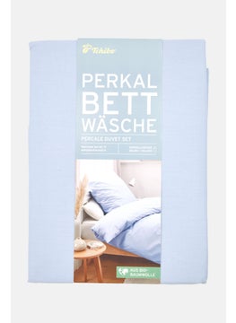 اشتري Percale Duvet Set 135 x 200 cm, Light Blue في الامارات