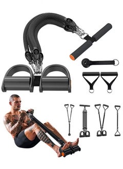 Buy 8-In-1 set pedal resistance band, exercise bands with handles, elastic sit up pull rope for waist, arm, leg training, multi function rope equipment for home fitness in Saudi Arabia