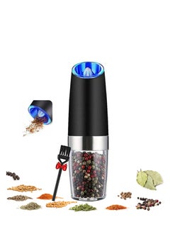Buy Electric Gravity Pepper and Salt Mill, Adjustable Coarseness Automatic Pepper Grinder,Spice Grinder Battery Powered, Utility Brush,LED Light,One Hand Opetated in UAE