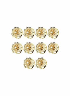 Buy Hollow Out Metal Flower Napkin Ring Holder Set of 10(Flower-gold) in Saudi Arabia