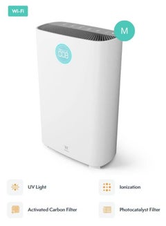 اشتري Smart Air Purifier Pro Medium with HEPA Filter, UV & Ionization Works with Touch Screen &  Google, Alexa & Tesla Home App في الامارات