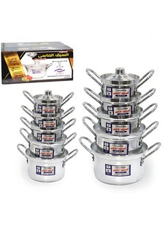 Buy 10 Pieces Shiny Aluminum Pots with Handles 12-30 cm in Saudi Arabia