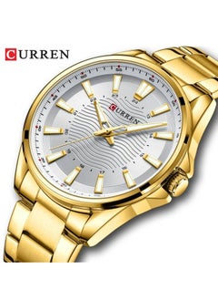 اشتري 8424 waterproof quartz watch wavy steel band watch Men's business fashion watch في السعودية