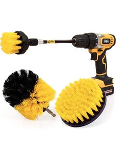 Buy Drill Brush Attachments Set, 4pack Power Scrubber Brush Cleaning Kit, All Purpose Drill Brush with Extend Attachment for Bathroom Surfaces Grout Floor Tub Shower Tile Kitchen and Car(Yellow) in Saudi Arabia