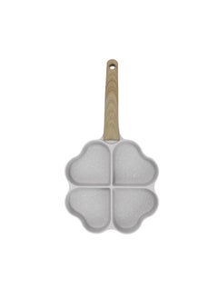 Buy Egg Frying Pan Nonstick Heart Shaped 4 Cup Uniform Heating Pancake Pan with Handle for Kitchen White in Saudi Arabia