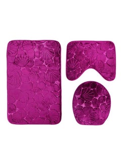 Buy 3-Piece Shells Printed Bathroom Mats Set Purple One Size in Saudi Arabia