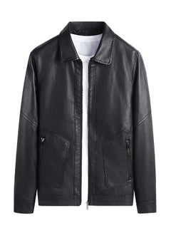 Buy 2023 High Quality New Model Long Sleeve Pu Leather Jacket Black in Saudi Arabia