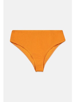 Buy Women Textured Bikini Bottom, Orange in UAE