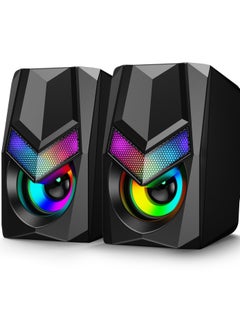 Buy V20 PC Speakers for Desktop, Mini RGB Computer Speakers, USB Powered 3.5mm Aux Portable Gaming Speakers, Multimedia Speakers for Laptop, Monitor Speakers Plug and Play in Saudi Arabia