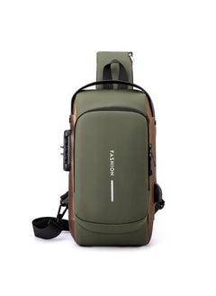 اشتري Anti Theft Sling Bag for Men, USB Charging Sport Sling Anti-Theft Shoulder Bag, Waterproof Chest Bag Motorcycle Bag Usb Charging Messenger Sling Shoulder Bags (Color : Green+brown) في الامارات