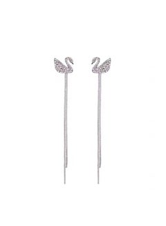 Buy High-End Stud Earrings Swan Tassel Ear Line Temperament Earrings Transparent Crystal in Saudi Arabia