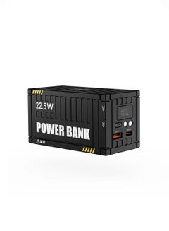 اشتري 22.5W Fast Charging Mini Container Portable Power Bank 10000mAh Digital Display Dual LED Light with Nylon Sling - Black في الامارات