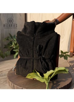 Buy Luxury Bathrobe - Soft Fleece Zipper- Black - Unisex in UAE