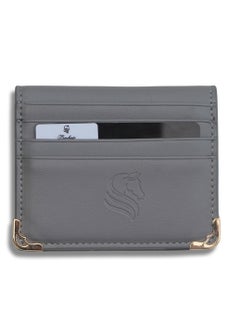 Buy A card wallet with an elegant design, made of leather, with eight pockets and an additional pocket for banknotes, gray in UAE