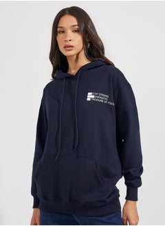 Buy Regular Fit Longline Slogan Hoodie in Saudi Arabia