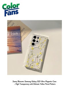 Buy Sunny Blossom: Samsung Galaxy S23 Ultra Magnetic Case - High Transparency with Delicate Yellow Floral Pattern in Saudi Arabia