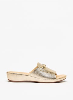 Buy Metal Accent Slip-On Flatform Sandals in UAE