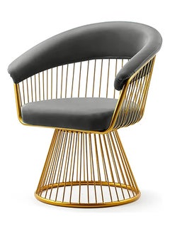 اشتري Makeup Vanity Chair Modern Dining Chair Stool with Backrest Gold Metal Legs and Elegant Tufted Back في الامارات