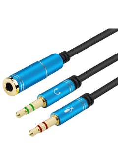 اشتري Female to male headphones and microphone Y distributor cable blue/gold في السعودية