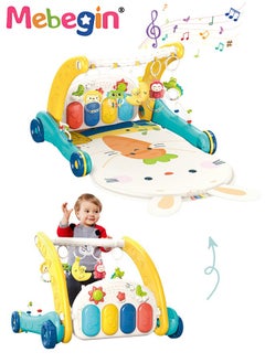 Buy 2 in 1 Baby Gym Play Mat and Baby Walker, Baby Activity Center with Music and Light, Tummy Time Mat, Push Toys for Toddler, Detachable Play Piano and Rattles for Newborn Babies Infants Boys Girls in Saudi Arabia