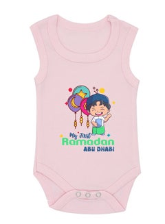 اشتري الزي المطبوع لشهر رمضان أبوظبي الأول - رومبير للأطفال حديثي الولادة - رومبير قطني بدون أكمام للأطفال الأولاد - احتفل بشهر رمضان الأول للطفل بأناقة في الامارات