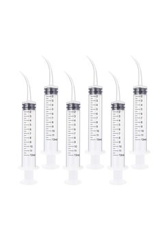 اشتري 6 Pack Pet Feeder 12ml with Curved Tip Dental Irrigation Syringe for Rinse Oral Care, Tonsil Stone Jet Liquid Injection, Oil, Glue, Lab Pet Feeding (with Clear Measurements) في الامارات