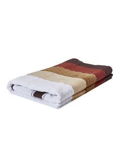 Buy Zic Zac- Bath Towel 500 GSM 100% Cotton Velour 70X140 cm Modern Stripe Design Luxury Touch Extra Absorbent Brown in UAE