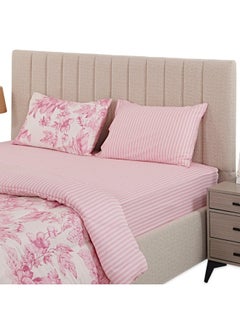 Buy Mariel King-Sized Fitted Sheet, Pink And White - 180X200 Cm in UAE