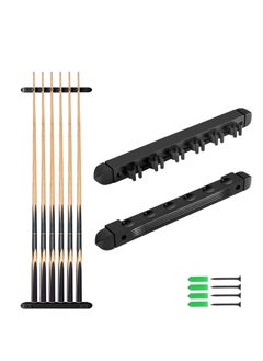 Buy 1 Pack Pool Stick Holders, Wall Mounted Billiard Holder, Wooden Cue Holders with 6 Cues, Racks Set (Black) in Saudi Arabia