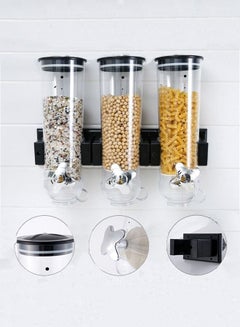 Buy Wall Mounted Triple Cereal Dispenser Dry Food Storage Container Kitchen Tool in Saudi Arabia