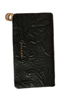 Buy Authentic Bvlgari Women Wallet Floreal Embossed Calf Leather Lining 100% Synthetic Black Made In Italy in UAE