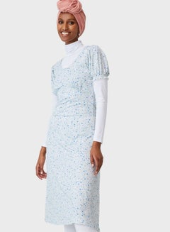 Buy Elasticated Sleeve Printed Dress in UAE