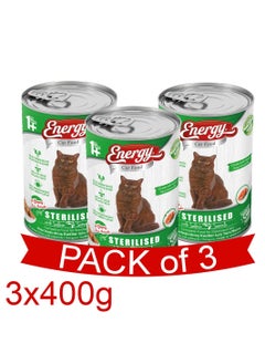 Buy ENERGY Sterilized Wet Cat Food with Salmon - 3 Cans in UAE