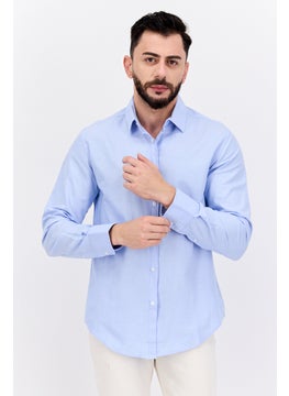 اشتري Men Regular Fit Solid Long Sleeves Casual Shirt, Sky Blue في السعودية