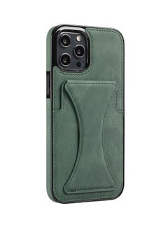 Buy Luxury Leather Card Wallet Holder Phone Cover iPhone 13 Pro Max Green in UAE