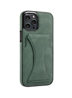 Buy Luxury Leather Card Wallet Holder Phone Cover iPhone 13 Pro Max Green in UAE