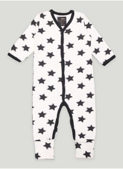 Buy Kidbea Organic Cotton fabric full sleeves & full buttons Romper | Star | Blue in UAE