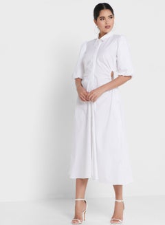 Buy Puff Sleeve Knitted Dress in UAE
