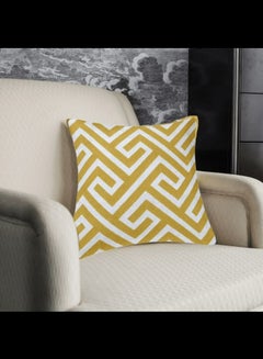Buy Decorative Embroidered Cushion Cover Yellow/White 45x45Cm (Without Filler) in Saudi Arabia