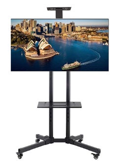 Buy Height Adjustable TV Cart Rolling TV Stand with Laptop Shelf and Wheels for 32-75 Inch LCD LED Screens TV in Saudi Arabia